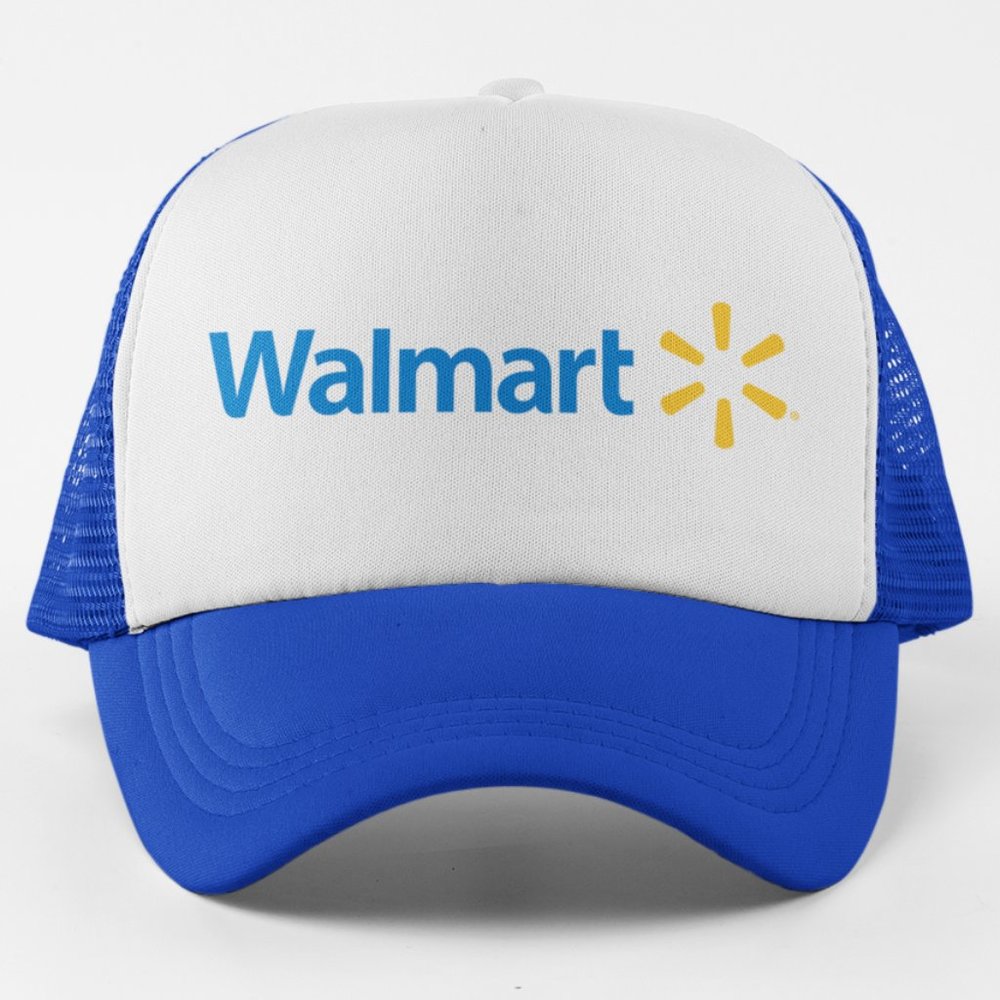 NEW Walmart Foam Trucker Mesh Snapback Hat 2-TONE BLUE